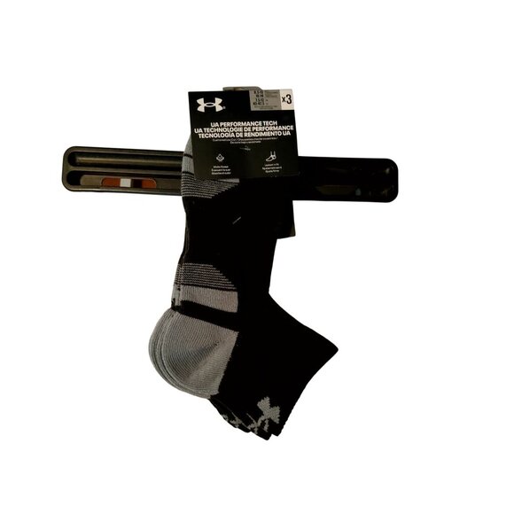 Under Armour Mens Performance Tech Crew Socks 3-Pack Black & Gray L - Picture 1 of 3